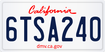 CA license plate 6TSA240