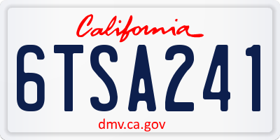 CA license plate 6TSA241