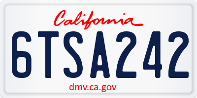 CA license plate 6TSA242