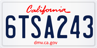 CA license plate 6TSA243