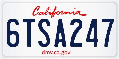 CA license plate 6TSA247