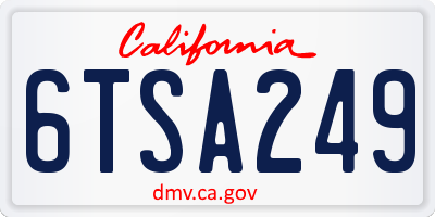 CA license plate 6TSA249