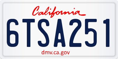 CA license plate 6TSA251
