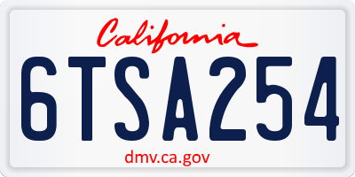 CA license plate 6TSA254