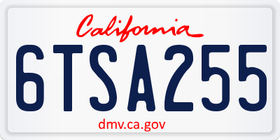 CA license plate 6TSA255
