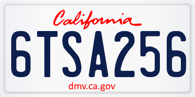 CA license plate 6TSA256