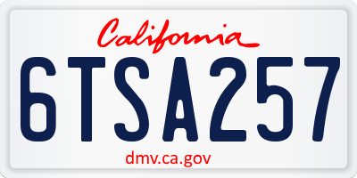 CA license plate 6TSA257