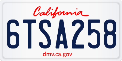CA license plate 6TSA258