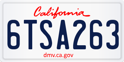 CA license plate 6TSA263