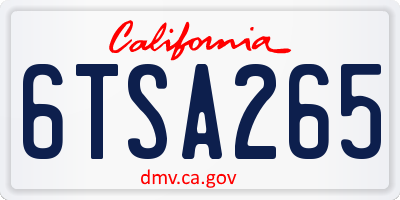 CA license plate 6TSA265