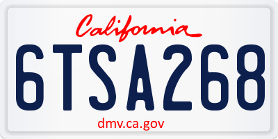 CA license plate 6TSA268