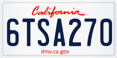 CA license plate 6TSA270