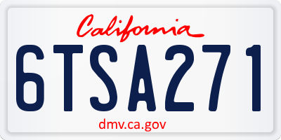 CA license plate 6TSA271