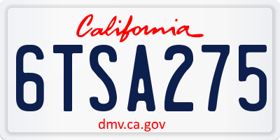 CA license plate 6TSA275