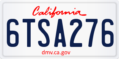 CA license plate 6TSA276