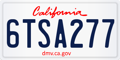 CA license plate 6TSA277