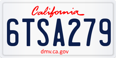 CA license plate 6TSA279