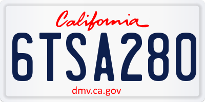 CA license plate 6TSA280