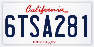 CA license plate 6TSA281