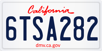 CA license plate 6TSA282