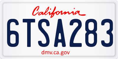 CA license plate 6TSA283