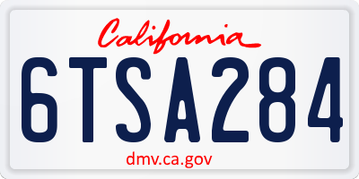 CA license plate 6TSA284