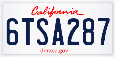 CA license plate 6TSA287