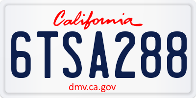 CA license plate 6TSA288