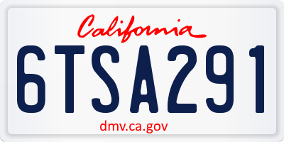 CA license plate 6TSA291