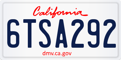 CA license plate 6TSA292