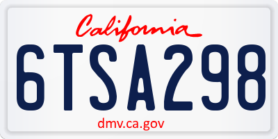 CA license plate 6TSA298