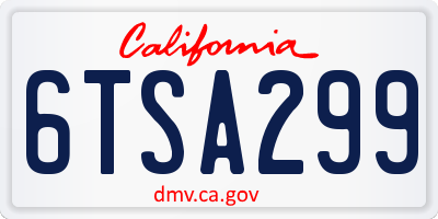 CA license plate 6TSA299