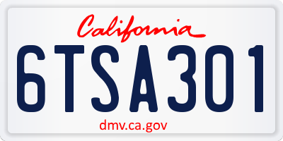 CA license plate 6TSA301
