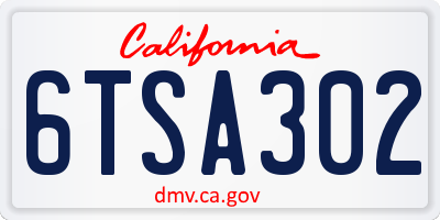 CA license plate 6TSA302