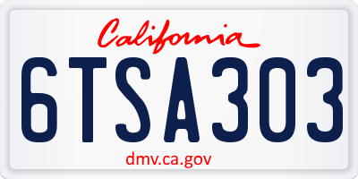 CA license plate 6TSA303