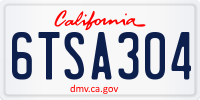 CA license plate 6TSA304