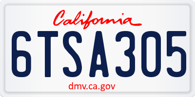 CA license plate 6TSA305