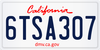 CA license plate 6TSA307