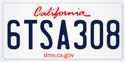 CA license plate 6TSA308