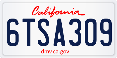 CA license plate 6TSA309