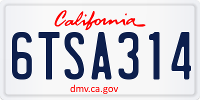 CA license plate 6TSA314