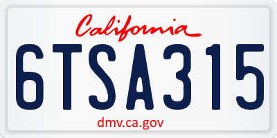 CA license plate 6TSA315