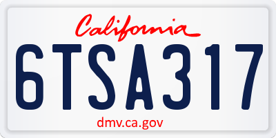 CA license plate 6TSA317