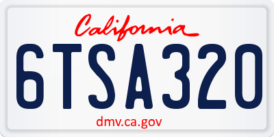 CA license plate 6TSA320