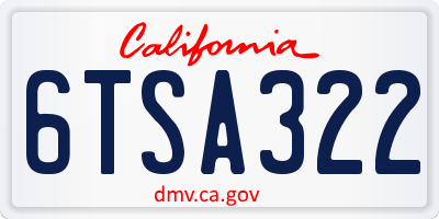 CA license plate 6TSA322