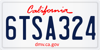 CA license plate 6TSA324