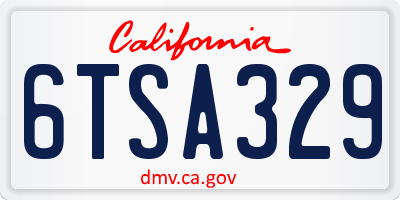 CA license plate 6TSA329