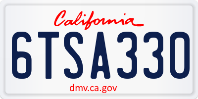 CA license plate 6TSA330