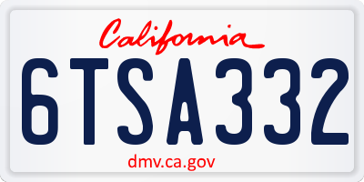 CA license plate 6TSA332