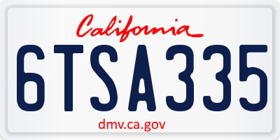 CA license plate 6TSA335